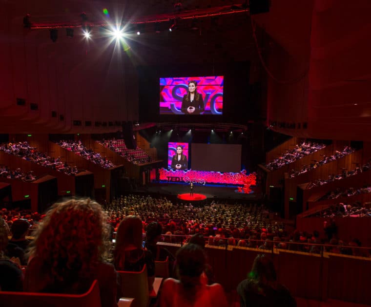 Tara Winkler on stage at the Opera House for TED