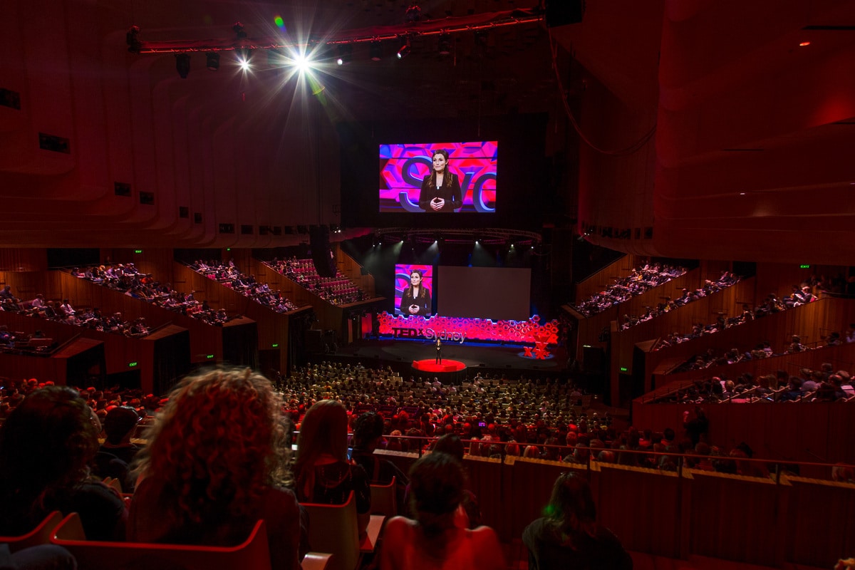 Tara Winkler on stage at the Opera House for TED